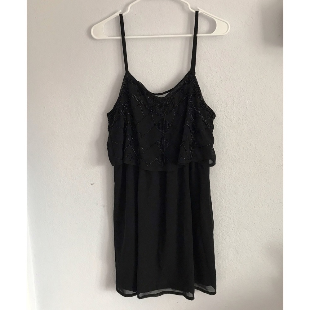 Forever 21 L black beaded tiered dress